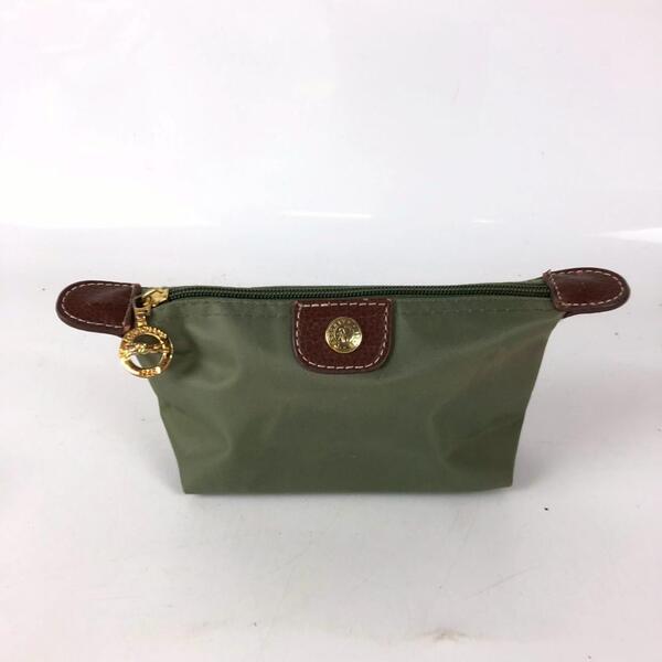 Longchamp ロンシャン ナイロン ポーチ グリーン カーキ ブランド 小物入れ 化粧品入れ メイク入れ リップケース 口紅 レディース