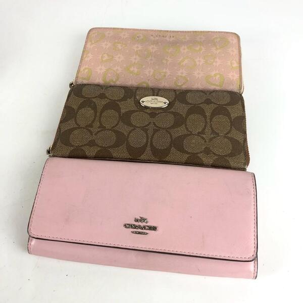 COACH コーチ 財布 3点セット ベージュ ピンク 財布 カードケース カード入れ お札入れ 小銭入れ コインケース レディース メンズ