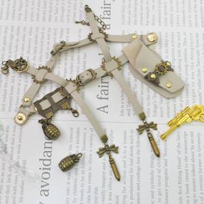 千葉DOLL工房 1/4ドール MDD L胸 血液バック 注射器 レザー エッチベルト 胸部ベルト 本革製 手榴弾 アーミー系 金 銃 スチームパンク