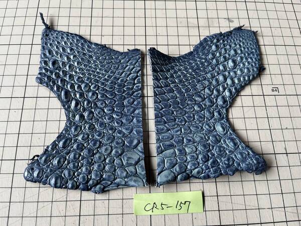 CR5-157★ムラ染ヴィンテージブルージーンズ★最高級ポロサスクロコダイルレザークラフトはぎれハギレ奥深い退色グラデーション