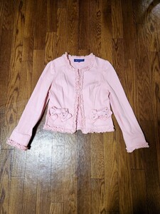 M's Gracie без воротника куртка розовый оборкой ленты Bijoux красивая линия Girly Элегантный Взрослый милый Знаменитости Неиспользованные