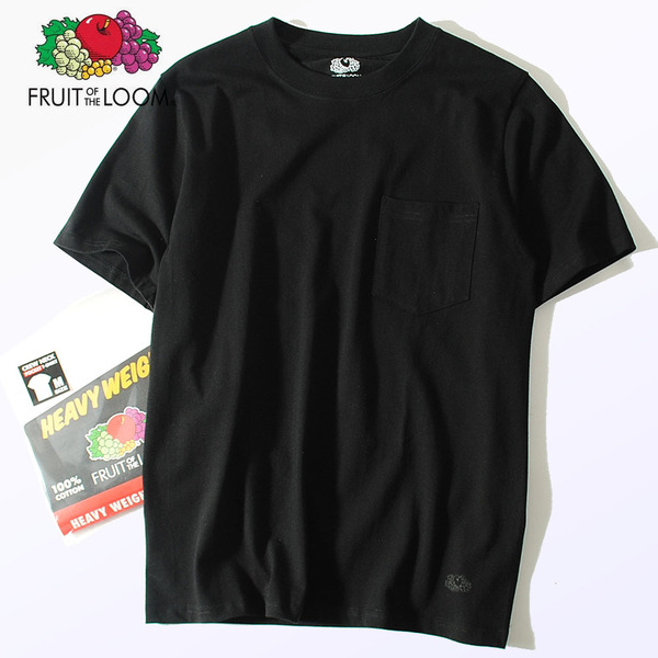 Fruit Of The Loom 7ozポケット Tシャツ 黒XL フルーツオブザルーム ブランド 半袖 ワンポイント USAコットン