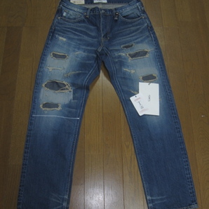 試着のみ FDMTL TRACE DENIM CS42 W32/L30 INDIGO FA18/MT42 SLIM FIT STRAIGHT ファンダメンタル ヴィンテージ加工 デニム 日本製