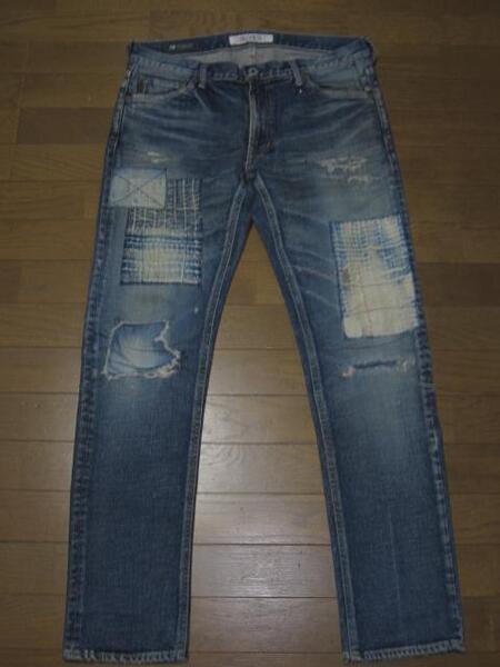 FDMTL SKINNY FIT STRAIGHT DENIM W34 L32 ファンダメンタル スキニー デニム ヴィンテージ加工
