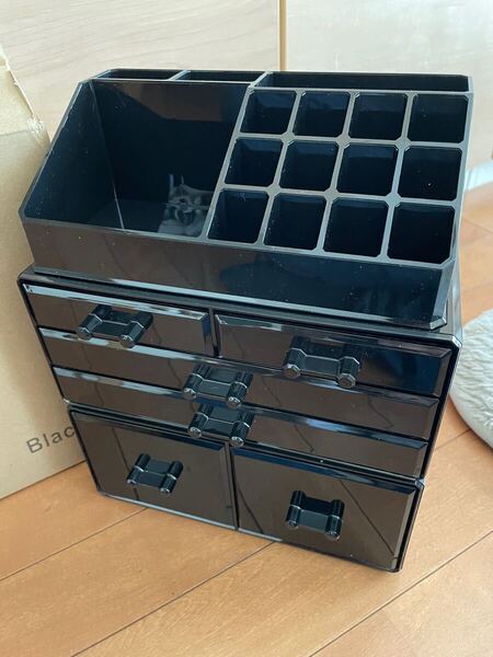 Readaeer化粧品収納ボックスメイク収納ケース 化粧品入れ 三段(ブラック)