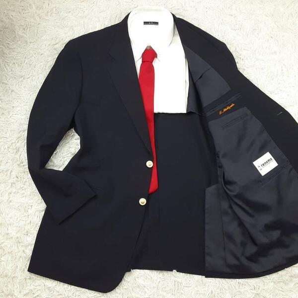 美品 XL相当◎renoma レノマ 紺ブレザー 金ボタン セレモニー 背抜き