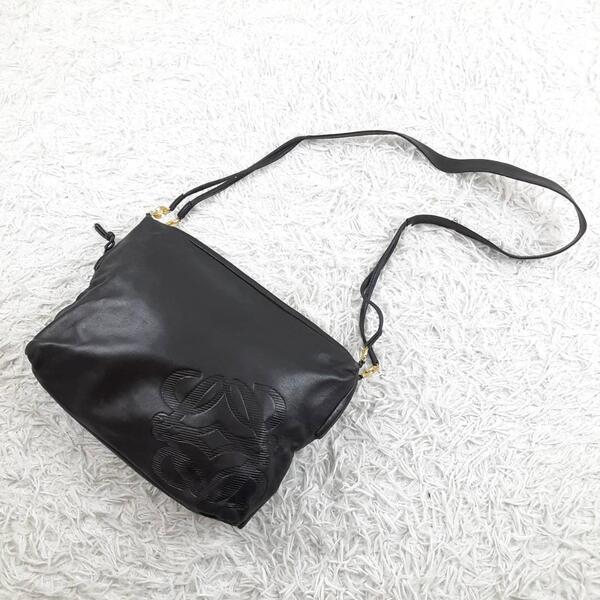 希少◎LOEWE ロエベ ショルダーバッグ アナグラム オールレザー 保存袋付