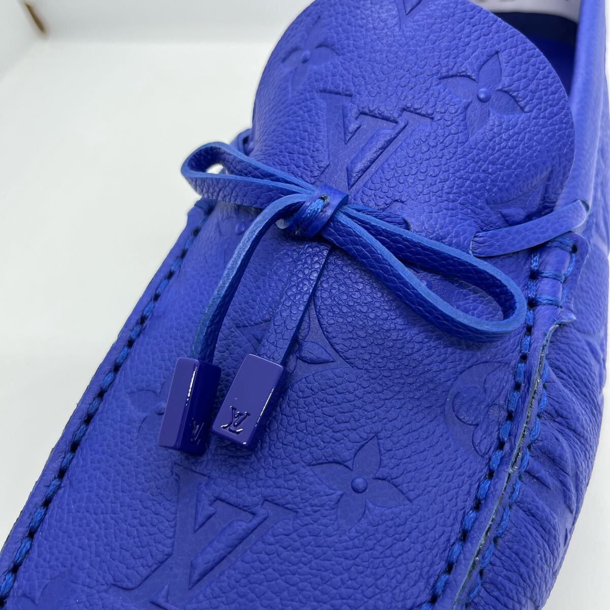 未使用品 LOUIS VUITTON ルイヴィトン ドライバーライン モノグラム レザー ドライビングシューズ 2023年製 ブルー 7.5 メンズ _サムネイル画像10