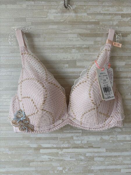 C75」トリンプ 夢みるブラ DeepV 豪華光沢糸 マイフラワー ブラジャー