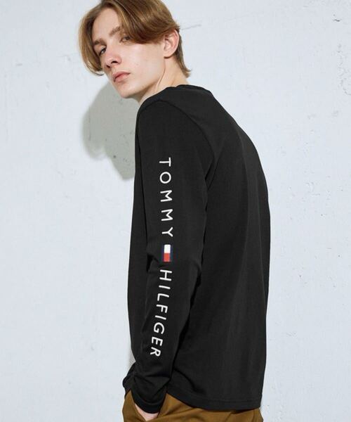 TOMMY HILFIGER ロンT ブラック XL 刺繍ロゴ スリムフィット 長袖 Tシャツ Long Sleeve Tee Black XL Embroidered Logo Slim Fit