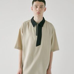 A+ TOKYO デザインジップシャツ SIZE 2 日本製 半袖 ベージュ×ブラックA+ TOKYO Design Zip Shirt SIZE 2 Made in Japan Beige×Black