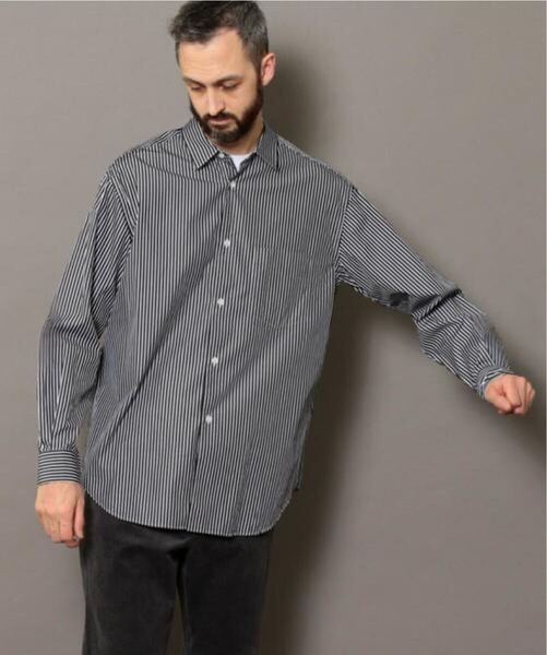 BEAUTY&YOUTH ワイドストライプシャツ M 日本製 ブラック ホワイト BEAUTY&YOUTH Wide Stripe Shirt M Made in Japan Black White 長袖