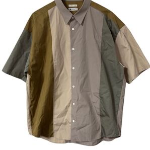EDIFICE別注THOMAS MASON切替半袖シャツ L 美品 アースストライプ EDIFICE Panel Stripe SS Shirt L Earth Colors トーマスメイソン