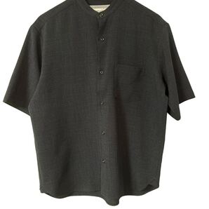 NOLLEY’S LIGHT 上質素材 バンドカラー 半袖シャツ M チャコール系 NOLLEY’S LIGHT Premium Band Collar Shirt M Charcoal