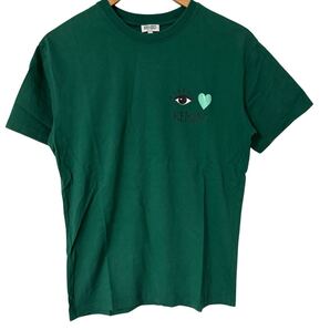 KENZO グリーン アイハートロゴTシャツ XSサイズ ポルトガル製 綿100% Green Eye Heart Logo T-Shirt XS Cotton Made in Portugal 半袖
