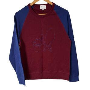 メゾンラビッシュ 刺繍スウェット S バイカラー ポルトガル製 綿100% Maison Labiche Embroidered Sweatshirt S Bicolor Made in Portugal