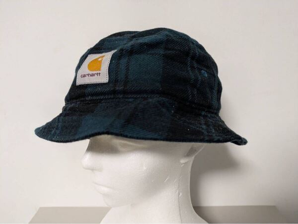 Carhartt WIP バケットハット チェック柄 M/L 綿100% ブラック×ブルー Carhartt WIP Bucket Hat Plaid Black/Blue Cotton M/L 帽子