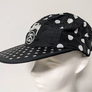 STUSSY ドット柄ジェットキャップ ブラック×ホワイト ポリ100 周囲58 STUSSY Polka Dot Jet Cap Black White Polyester Size 58 帽子