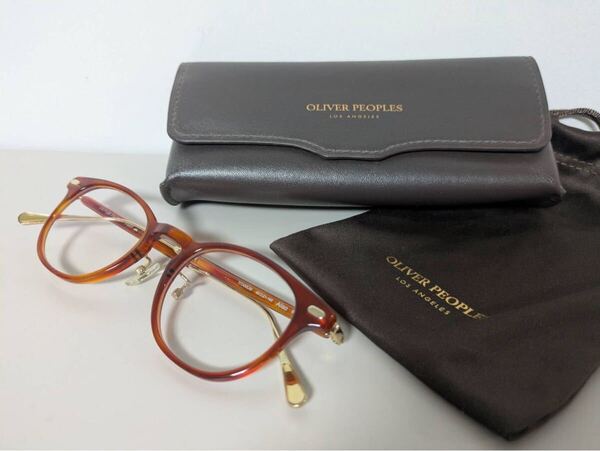 OLIVER PEOPLES Aliso メガネ チタン 茶系 ケース袋付き 美品 OLIVER PEOPLES Aliso Glasses Titanium Brown with Case & Pouch 眼鏡