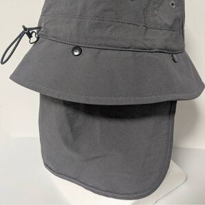 WILD THINGS バケットハット グレー系 ネックシェード付 撥水 通気性◎ Bucket Hat Gray w/ Detachable Neck Shade, Water-Repellent