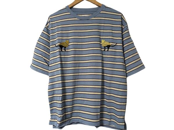 graniph グラニフ 猫 刺繍 ボーダーTシャツ Mサイズ 綿100% 美品 graniph Cat Embroidery Stripe T-Shirt M Cotton Japan 半袖