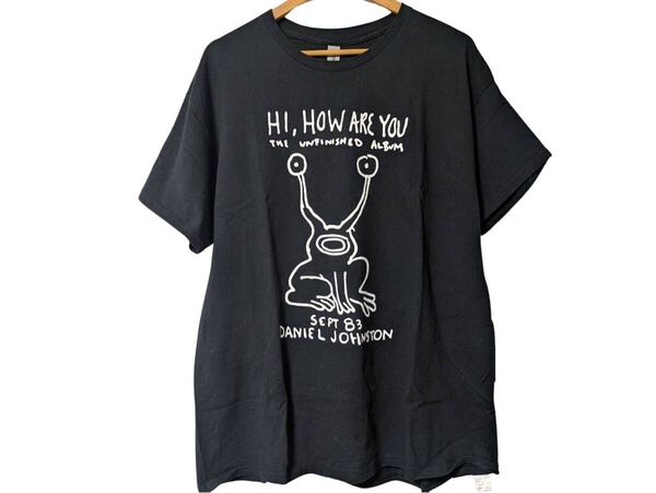 Daniel Johnston ダニエル・ジョンストン Tシャツ HI HOW ARE YOU プリント 黒 XL GILDAN コットン100% バンドT アートT USAインディーズ