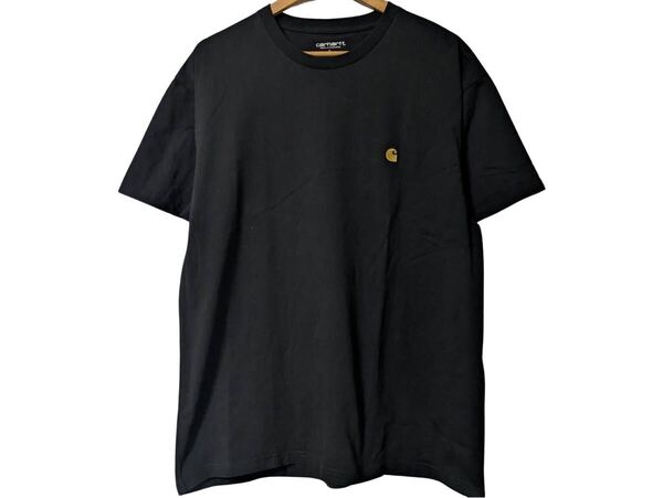 Carhartt WIP S/S Chase Tシャツ ブラック Lサイズ 綿100% 金刺繍ロゴ 黒 T-Shirt Black Size L 100% Cotton Logo 半袖