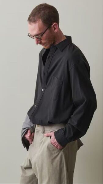 スティーブンアラン クウボウ天竺 レギュラーシャツ M 黒 Steven Alan Regular Shirt KUUBOU Cotton M Black UNITED ARROWS 長袖シャツ