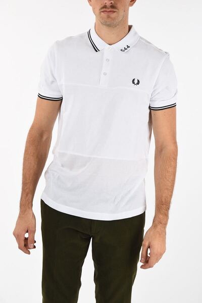 FRED PERRY×MADE THOUGHT ポロシャツ 544ロゴ刺繍 S 白 コットン100% Polo Shirt 544 Embroidery S White Cotton 100% 半袖 鹿の子