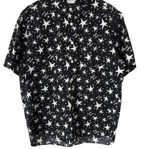 GU × STUDIO SEVEN コラボ 星柄シャツ L 黒 コットン100% 美品 Star Print Shirt L Black 100% Cotton Collab 半袖 総柄