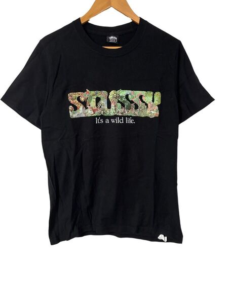 STUSSY It’s a wild life アートTシャツ ブラック S メキシコ製 It’s a Wild Life Art T-Shirt Black Size S Made in Mexico 半袖