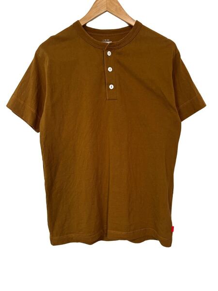 Healthknit ヘルスニット ヘンリーネックTシャツ Lサイズ ブラウン 綿100% Henley Neck T-Shirt L Brown 100% Cotton USA Fabric 半袖