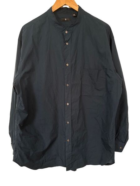 美品 UNIQLO +J バンドカラーシャツ XXL カーキ 長袖 綿100 ジルサンダー Band Collar Shirt XXL Khaki Long Sleeve 100% Cotton ユニクロ