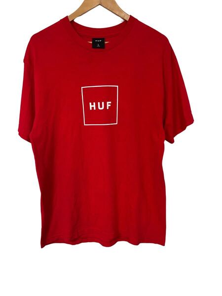 HUF ボックスロゴ Tシャツ 赤 Lサイズ メキシコ製 スケート ストリート系 Box Logo Red T-shirt L Size Made in Mexico Skate Tee 半袖