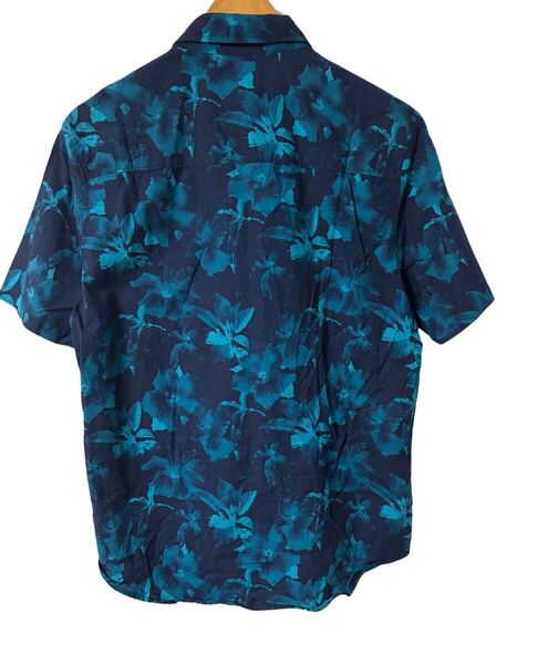HUF 半袖シャツ S 総柄 花柄 アロハシャツ 青 ブルー メンズ 綿100% Floral Short Sleeve Aloha Shirt Blue Allover Pattern 100% Cotton
