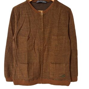 G&F WORKERS ジップカーディガン L 茶系 日本製 ウール混 The Grand Workers 定価19800円 Zip Cardigan L Brown Wool Blend Made in Japan