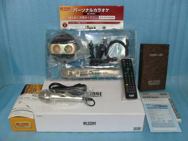 ★【送料無料】美品!!1250曲内蔵 配信24000曲(スマホAは1週間550円でOK!!)マイク2本 PK-WT01 USB取込/採点/予約/音程バー/録音5曲/ゲーム