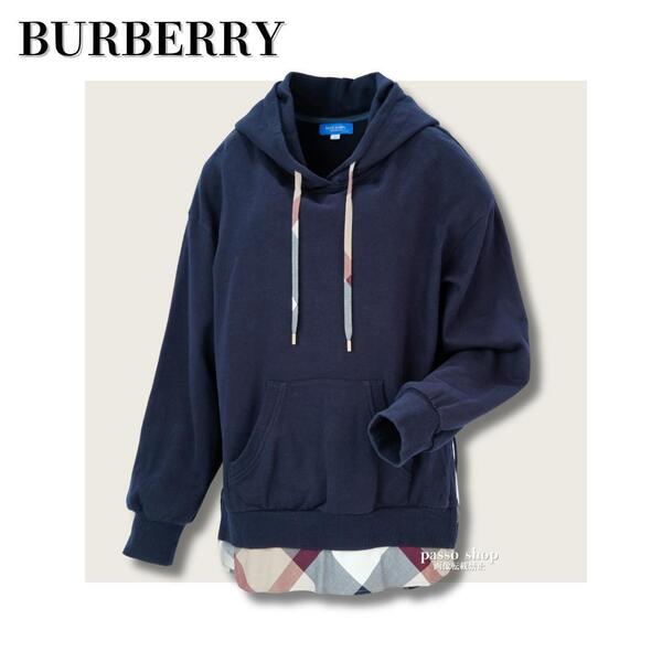 【未使用級】ブルーレーベル クレストブリッジ チェック パーカー ネイビー M BLUE LABEL CRESTBRIDGE Check-Lined Zip Hoodie