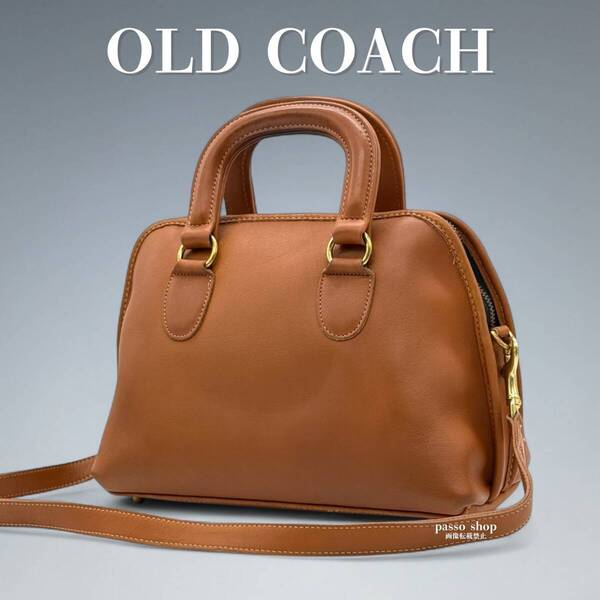 希少 美品 COACH Vintge COACH オールドコーチ USA グラブタンレザー ミニボストン 2way ショルダーバッグ ハンドバッグ ヴィンテージ