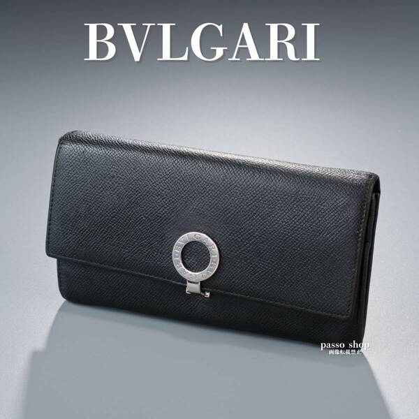 BVLGARI ブルガリ ロゴクリップ 長財布 ブラック レザー フルグレインレザー 本革 ウォレット 札入れ ユニセックス フォーマル 黒