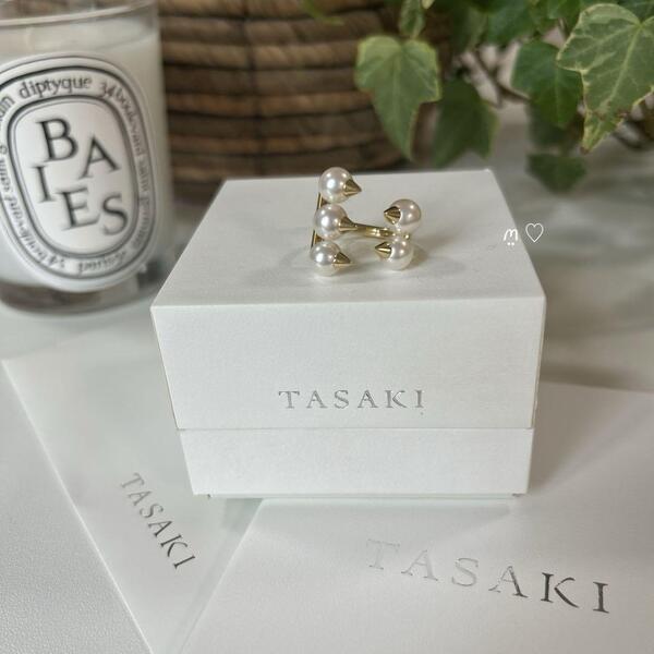 送料無料 タサキ デインジャープラスリング 6号 k18ゴールド あこや真珠 TASAKI danger plus ring