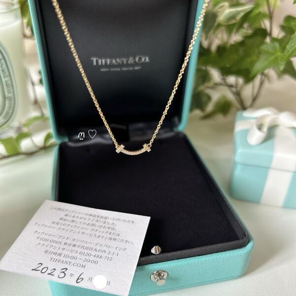 送料無料 ティファニー Tスマイルダイヤモンドネックレス ティースマイル k18ゴールド 現行販売品 TIFFANY&Co.