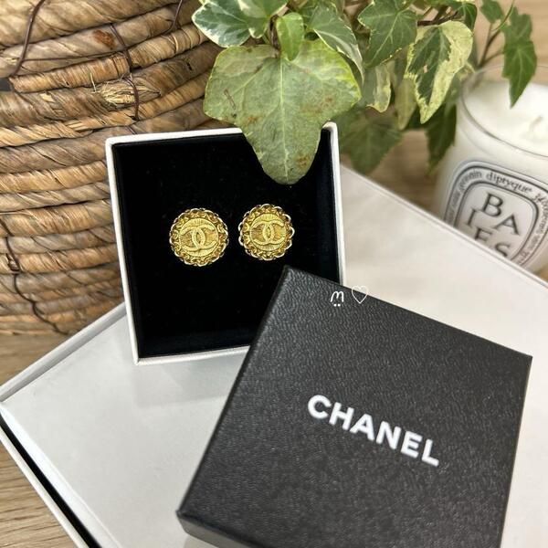 送料無料 CHANEL シャネル ココマークイヤリング ヴィンテージ 耳ゴム新品交換済み