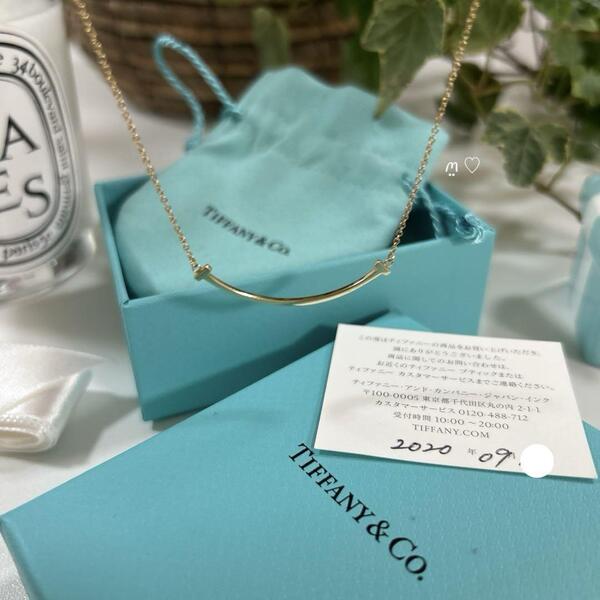 送料無料 ティファニー Tスマイルネックレス スモール ティースマイル 18ローズゴールド 現行販売品 TIFFANY&Co.