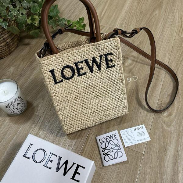 送料無料 LOEWE ロエベ スタンダードA5トートバッグ ラフィア ショルダー カゴバッグ