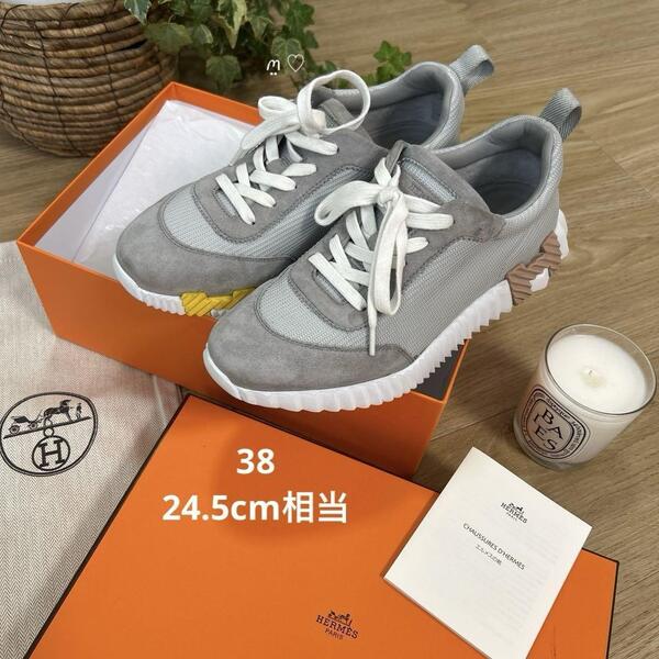 送料無料 HERMES エルメス バウンシングスニーカー 38 グリ・タンペランス 24.5cm相当
