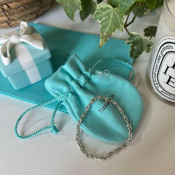 送料無料 ティファニー ハードウェアマイクロリンクブレスレット シルバー 18cm 現行販売品 TIFFANY&Co.