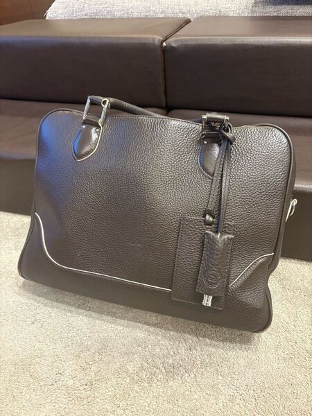 【美品】ペッレモルビダ PELLE MORBIDA ブラウン バイカラー 限定 ビジネスバッグ ブリーフケース 2way A4収納可 レザー シボ革