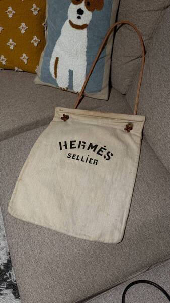 【HERMS】エルメス アリーヌ GM キャンバス ショルダーバッグ ベージュ系 ヴィンテージ