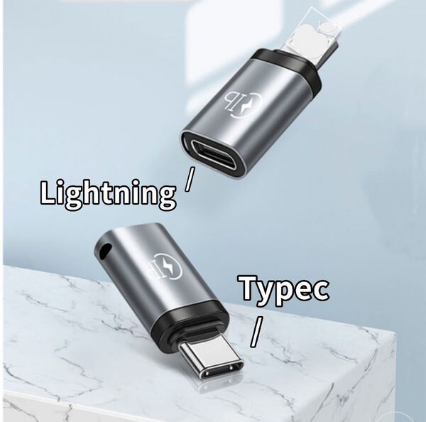 Lightning→Type 変換アダプタ TYPE-C変換アダプタ 変換アダプター タイプ PC iPhone シルバー